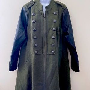 [Plus Size] Olive PU SLV Military Coat (dept 0057)